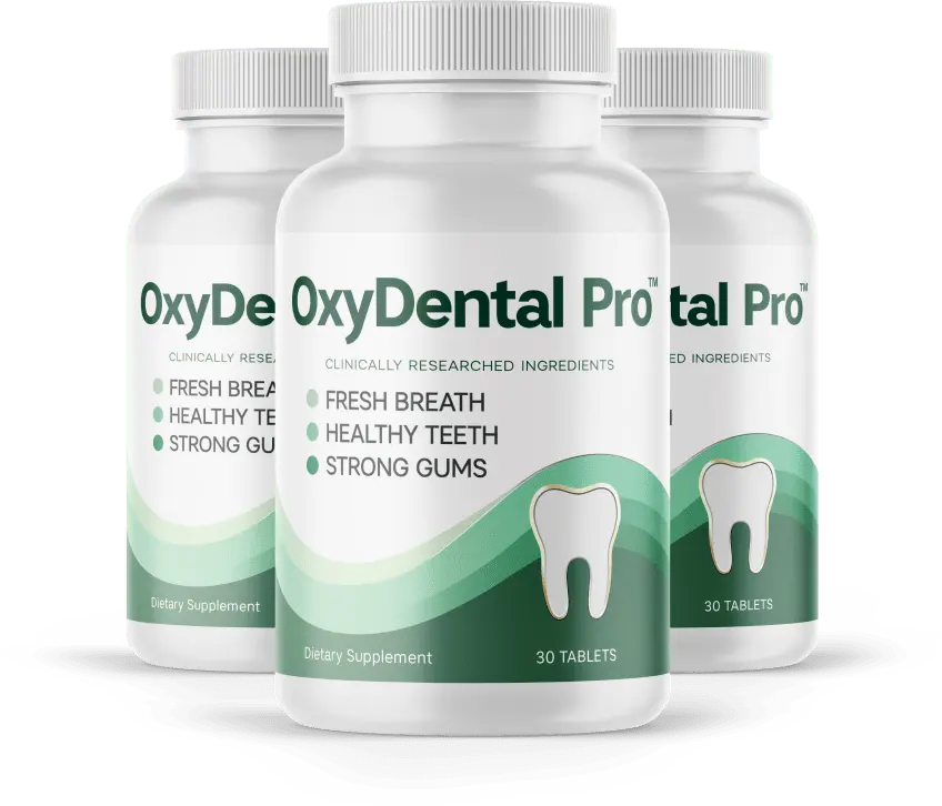 OxyDental Pro three bottle package for full-mouth oral health support