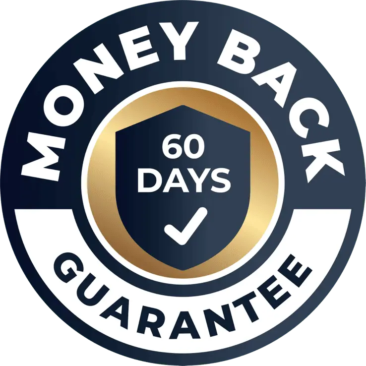 60-day money-back guarantee seal