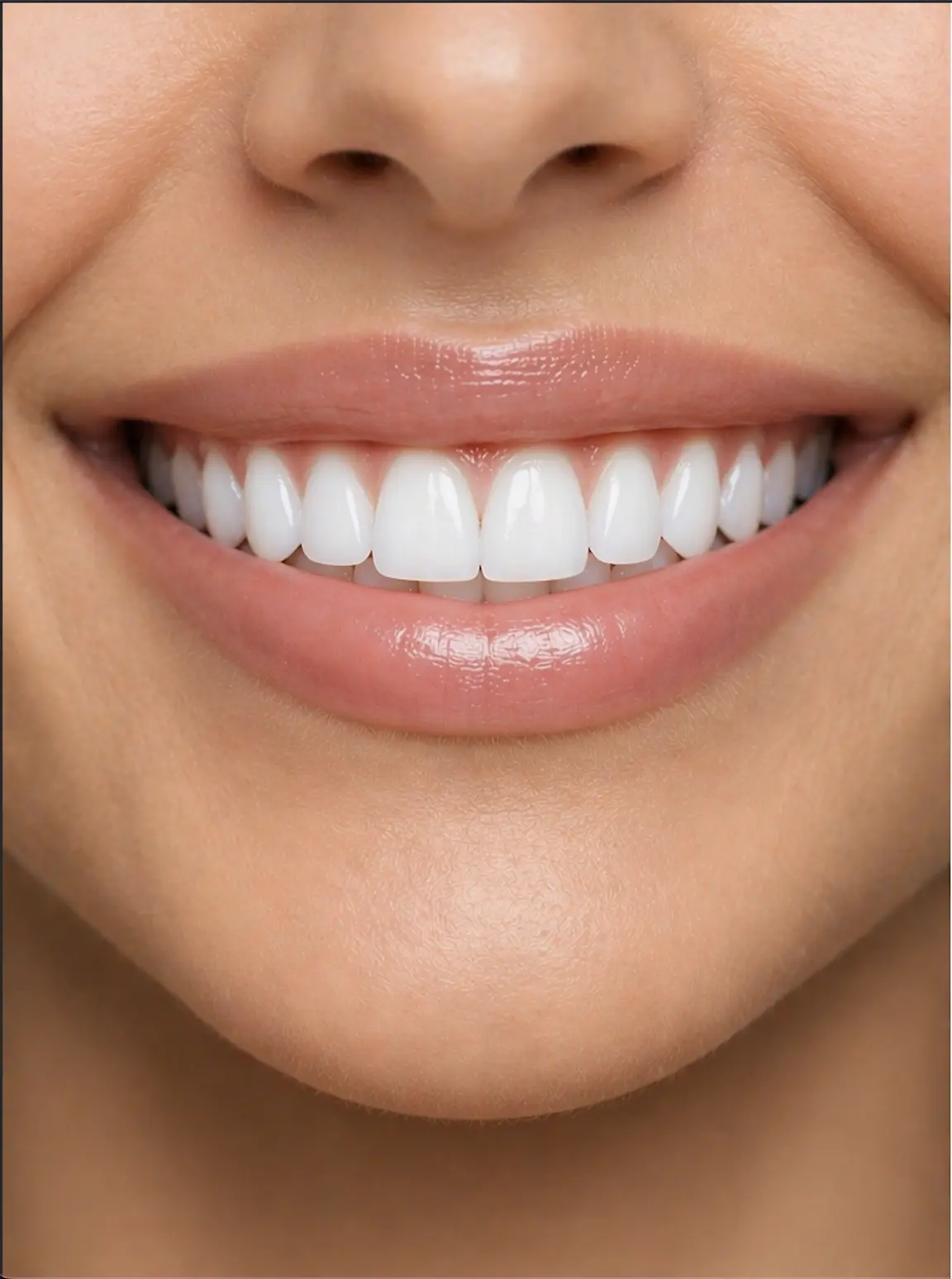 Healthy smile with strong white teeth and firm pink gums